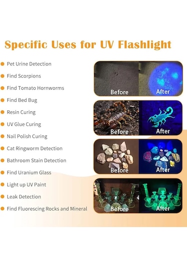 Mso Profesyonel 20watt Uv 365nm Değerli Taş Type-c Led Fener Siyah