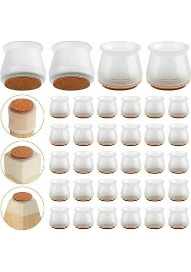 Novahub Silikon Sandalye Glide 34 Parça, Yuvarlak & Kare Keçe Sandalye Bacak Koruyucusu, Parke İçin Çizilmez, Sessiz Zemin Koruyucu, Fonepro -