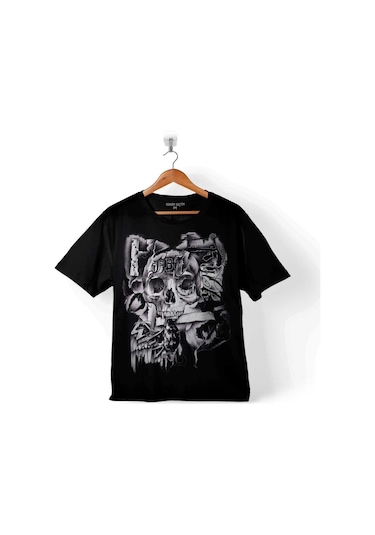 Skull Drawıng Kuru Kafa Karayip Korsanları Çocuk Tişört