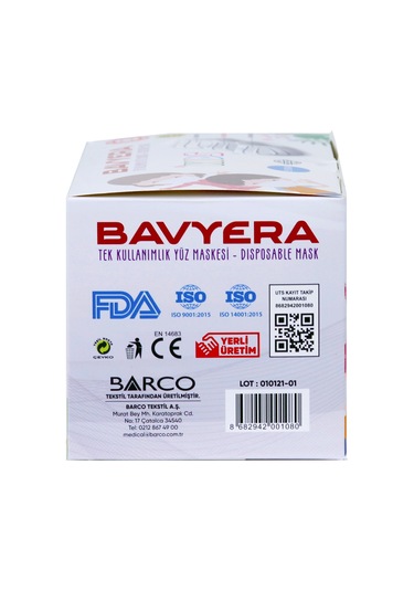 Çocuklar için 3 Kat Ultrasonic Yüz Maskesi 50 Adet Burun Telli