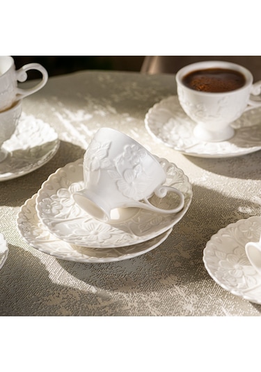 Emsan Laren 90 Ml 6'lı Kahve Fincan Takımı Beyaz