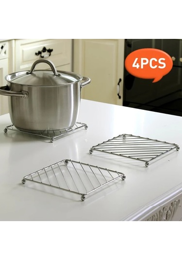 Willowhaven Silvery 4 Adet Paslanmaz Çelik Isıya Dayanıklı Ve Kaymaz Fritöz Altlığı