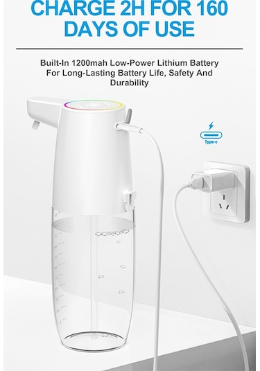 Anjiexun Magic Color Nefes Alan Işık Kızılötesi Sensörlü Sabunluk Beyaz