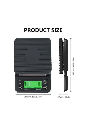 Oldfriend Yüksek Hassasiyetli Mini Çay Terazisi 0.1g Zamanlayıcılı Siyah Lühet Versiyon + Izgara Taban Siyah Yüksek Kalite Versiyon + Yalıtım Pedi