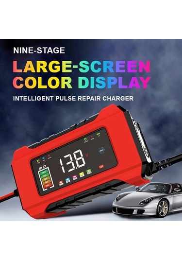 Novahub 12 V 6a Tam Otomatik Araç Akü Şarj Cihazı Akıllı Darbe Onarım Renkli Ekran Agm Yellow Eu Plug