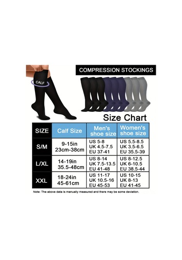 Geeroyoo Xxl Beden Spor Kompresyon Çorapları - Koşu, Bisiklet, Yürüyüş İçin Tıp Bakımı Ve Rehabilitasyon Çorapları 6 Adet Bej