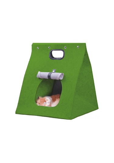 Geeroyoo 2022 Yeni Tasarım Katlanabilir Taşınabilir Evcil Hayvan Yatağı - Kendinden Isıtmalı Kolay Temizlenebilir Yeşil Kedi Evi