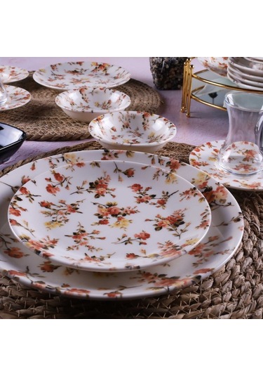 Tulu Db1185 Deniz Form 25 Parça Porselen Kahvaltı Seti Beyaz