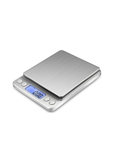 Büro Ev Ofis İçin 0,1gr Kademe 3kg Mutfak Tartı Tip Dijital Terazi Beyaz - Gri