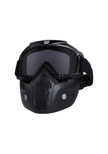 Motosiklet Bisiklet Jet Kask Maske Süngerli Bant Lastik Siyah Cam