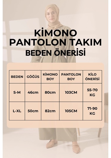 Kadın 100% Pamuk Modal Bordo Kimono Pantolon Tesettür Takım Çok Renkli