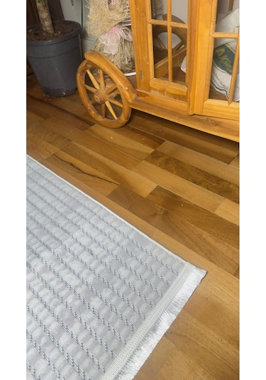 Loft Krem Bohem İskandinav Sisal Pamuk Taban Yıkanabilir Özel Kesim Kaymaz Salon Mutfak Krem/gri