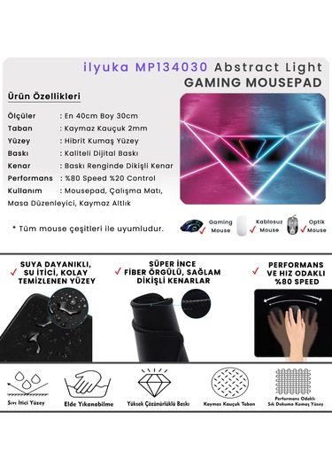 40x30cm Gaming Oyuncu Mousepad Abstract Light Mp134030