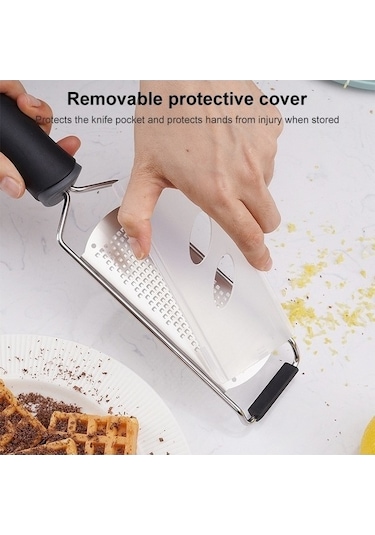 Createtech Rendesi Rendesi Planyası Paslanmaz Limon Koruyucu Kazıma Kapaklı Dilimleyici Siyah Siyah