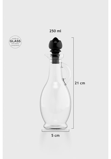 Renga Kibele 250 Ml Siyah Kapaklı Cam Yağlık 151024 Siyah