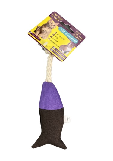 Pet Comfort İpli Balık Su Geçirmez Kedi Oyuncağı Kahve-mor Ø6cm, 24cm