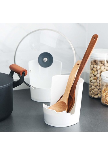 Suntek Tencere Kapağı Standı Kaşık Dinlenme Istikrarlı Beyaz