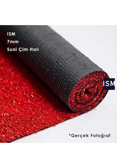 Ism - Suni Yapay Çim Balkon Halı - 7Mm - Kırmızı Renk