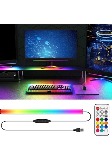 Shineyee Rgb Işıklı Klavye Ambiyans Lambası, Ses Tespiti Ve Interaktif Fonksiyon, İki Renkli Isı + Rgb Renkleri, Kumanda İle Kontrol Edilebilir, 2'li Paket Siyah