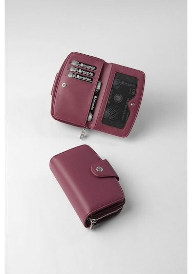 Cengiz Pakel Orta Boy Çıt Çıt Detaylı Kadın Cüzdan/portföy - 65300 - Mürdüm 65300-mürdüm