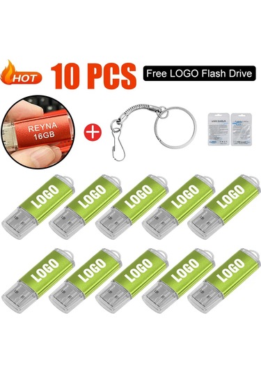 10 Adet/grup Usb 2.0 Flash Sürücü 64 Gb 128 Gb Kalem Sürücü 16 Gb Pendrive 32 Green 2.0 16gb Diğer