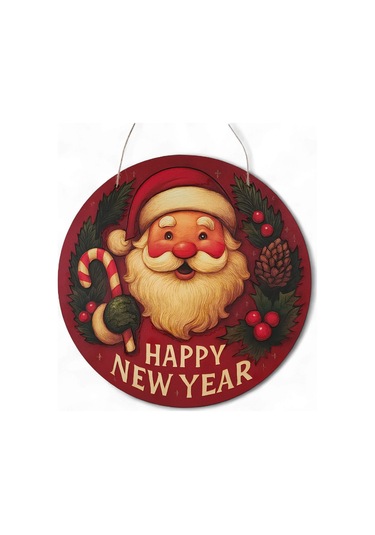 Noel Baba Kapı Ve Duvar Süsü Happy New Year 30x30