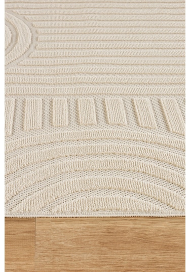 Kaşmir Halı İskandinav Rune White 100x300 Cm Salon Mutfak Halısı Yolluk Beyaz