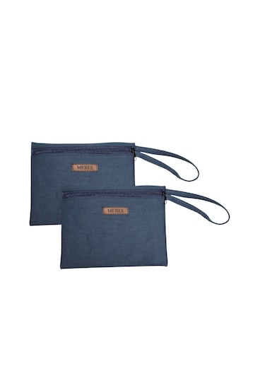 Denim Kumaş Makyaj Ve Kişisel Bakımçantası.2 Li Paket Makyajçntantrsm2