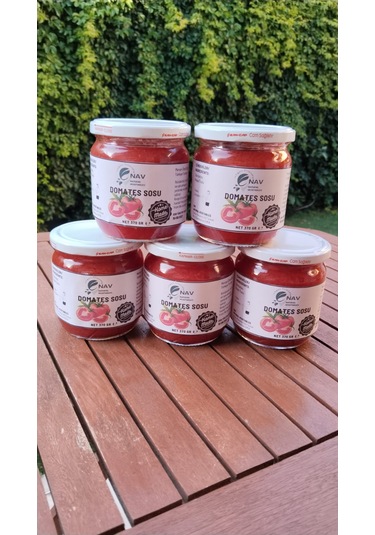 Nav 5'li Domates Sosu Ev Yapımı Katkısız Cam Kavanoz 5 x 370 G