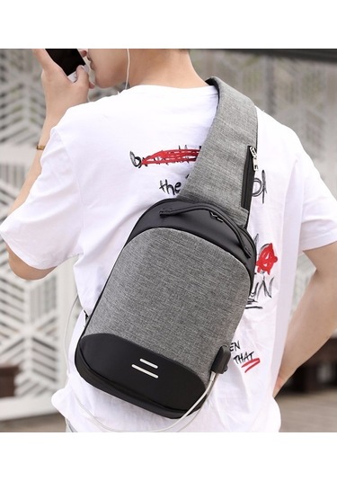 Kulaklık Hattı Deliği Ve Usb Şarj İle Çok Fonksiyonlu Oxford Taşınabilir Günlük Tek Omuz Çantası Gri