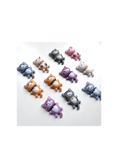 Mor 10 Adet Randommixed Sevimli Kedi Reçine Düz Arka Dekoratif Karalama Defteri Dıy Telefon Kılıfı Saç Dekorasyon Reçine Aksesuarları