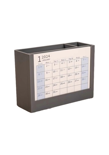 Ganzhoushop Çok Amaçlı Kalemlik 2'si 1 Arada Kalemlik 2024 Masa Takvimi, Ofis Masası Kalem Düzenleyici Tutucu Aylık Takvim Beyazgri