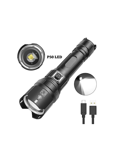 Soulader Şarj Edilebilir Led El Feneri, Yüksek Parlaklık Ve Dayanıklı Torç Işığı, 18650 Pil Desteği, Usb Şarj Özelliği, P99 Model, Uzun Ömürlü Ve Güçlü Aydınlatma Çok Renkli