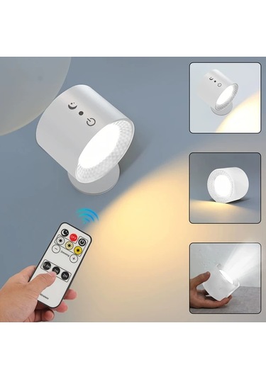 Fochsia Siyah 360 Derece Dönen Manyetik Duvar Lambası Uzaktan Kumanda Dokunmatik Aydınlatma Siyah