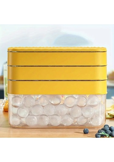 2 Parçalı Silikon Buz Tepsisi, Buz Küpü Filmi Ve Tepsisi Seti 28 Izgaralı Pp Buz Tepsisi Ev Tipi Buz Yapma Kapaklı Saklama Kutusu Sarı-büyük Boy Sarı