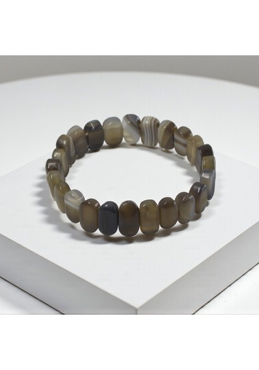 Takı Deryası Doğal Akik Taşı Kadın Bileklik Kahverengi El Yapımı Nazar Dostu Kahverengi