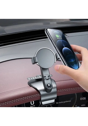 Wondernest 088 Park Telefonu İşaretli 360 Derece Dönen Araba Panel Telefon Tutucu Siyah Siyah