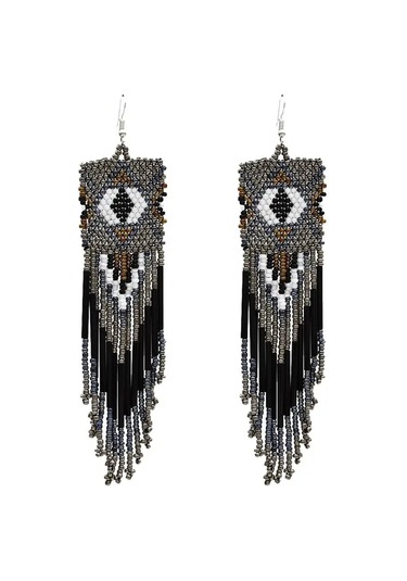 Bohem Reçine Klu Klu Püskül Damla Damla Dangly Küpeler Kadınlar Için Etnik Beyaz Beyaz