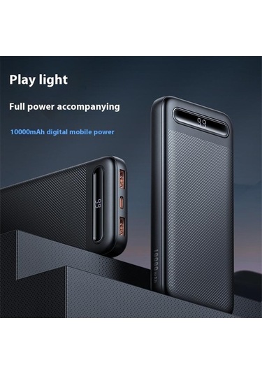 Tongxida Mcdodo Mc-4420 10.000mah Küçük Güç Bankası Dijital Ekranlı Harici Şarj Cihazı Siyah Siyah