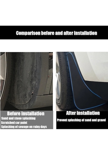 Tesla Model Y Arabası İçin Yumruksuz Ön Ve Arka Tekerlekten Yumuşak Kauçuk Çamurluklar, Stil: Mat Siyah