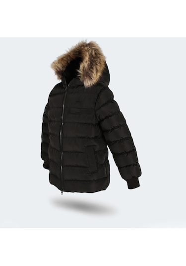 Slazenger  CALISTO NEW Çocuk Kapüşonlu Şişme Siyah Mont & Kaban