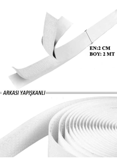 2 Metre Arkası Yapışkanlı Beyaz Cırt Cırtlı Bant Amerikan Fermuar
