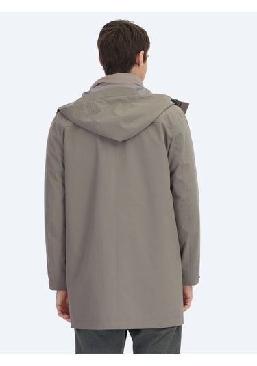 Haki Oversize Fit Kruvaze Yaka Casual Dokuma Pardesü Haki