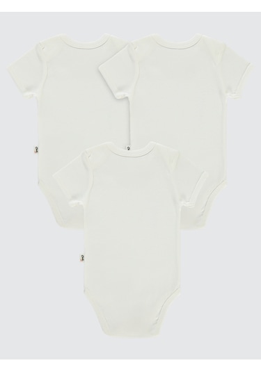 Civil Baby Bebek 3'lü Çıtçıtlı Badi 3-9 Ay Beyaz