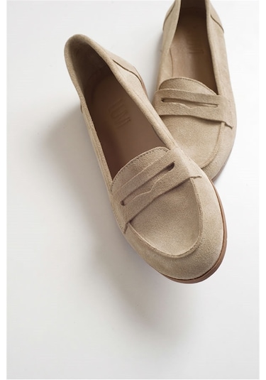 Luvishoes F02 Bej Suet Kadın Babet Bej