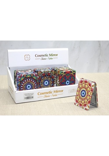 Büro Ev Ofis Personel Hediyesi İçin Taşlı İnce Dörtgen Stil El Aynası Çok Renkli