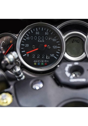 Ranyeek 12v Motorlar İçin Vintage Kralcı Motosikletler İçin Led Li Çift Sayaçlı 140kmh Gümüş Kasa Universal Kilometre Saati