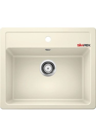 Simpex Tek Göz Tezgah Üstü&tezgaha Sıfır Uyumlu Krem 58x50cm