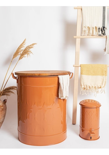 The Mia Prizma Çöp Kovası Banyo Terracota 5 Lt Beyaz