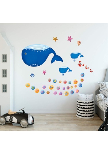 Balina Dünyası İngilizce Alfabe Duvar Çıkartmaları Pvc Kendinden Yapışkanlı Çocuk Odası Anaokulu Dekorasyon Çıkartmaları 60 90cm Şeffaf